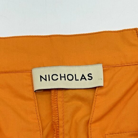 NICHOLAS Talitha Size 2 Wildflower Orange Cotton High Waisted Wrap Belt Shorts - Picture 6 of 11